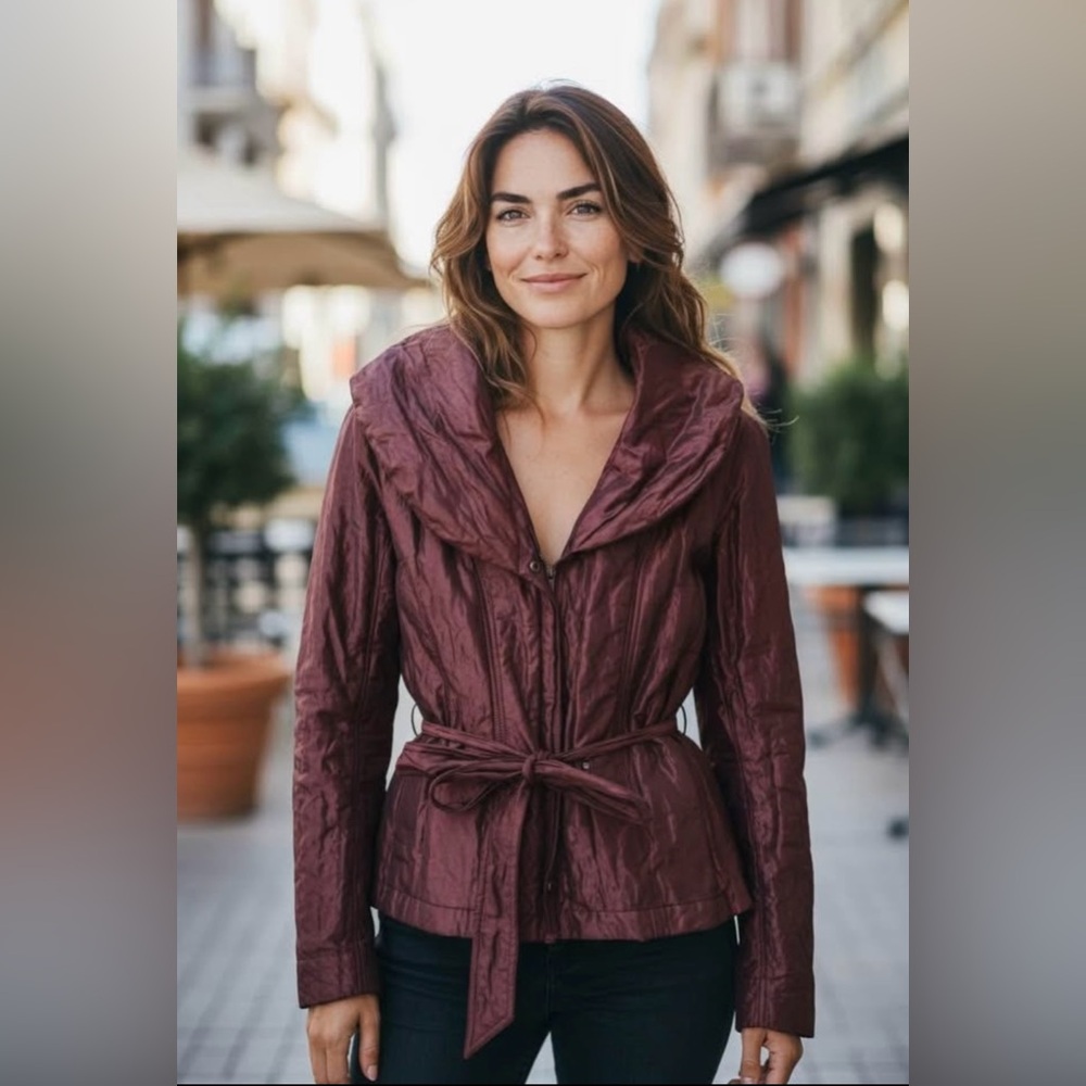 Cache Metallic Berry Sheen PufferJacket 
Size Large